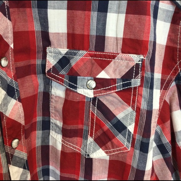 VARIOUS ARTISTS SHORT SLEEVE PEARL SNAP BUTTON DOWN SHIRT EUC SZ XL - Picture 4 of 5